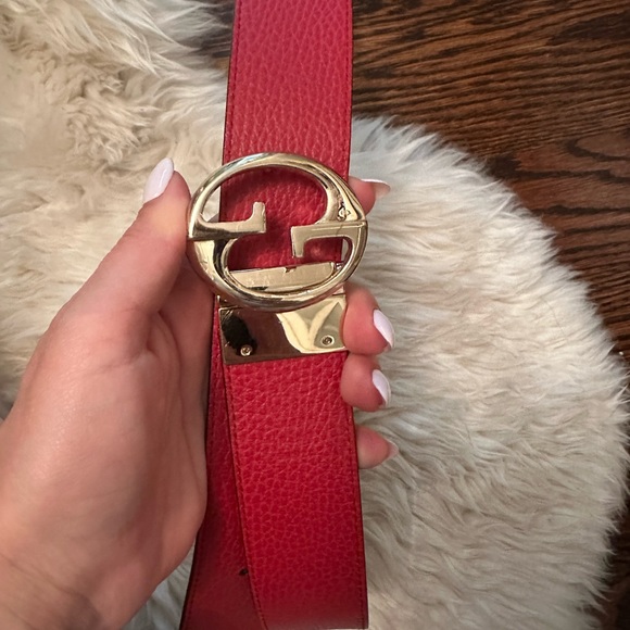 Size 80 Gucci reversible back/red leather belt - Picture 2 of 6